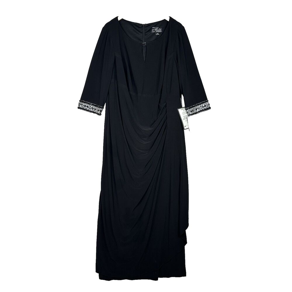 Alex Evenings Plus 20W Black Keyhole‎ Embellished A-Line Gown NWT Formal Dress - Picture 2 of 13